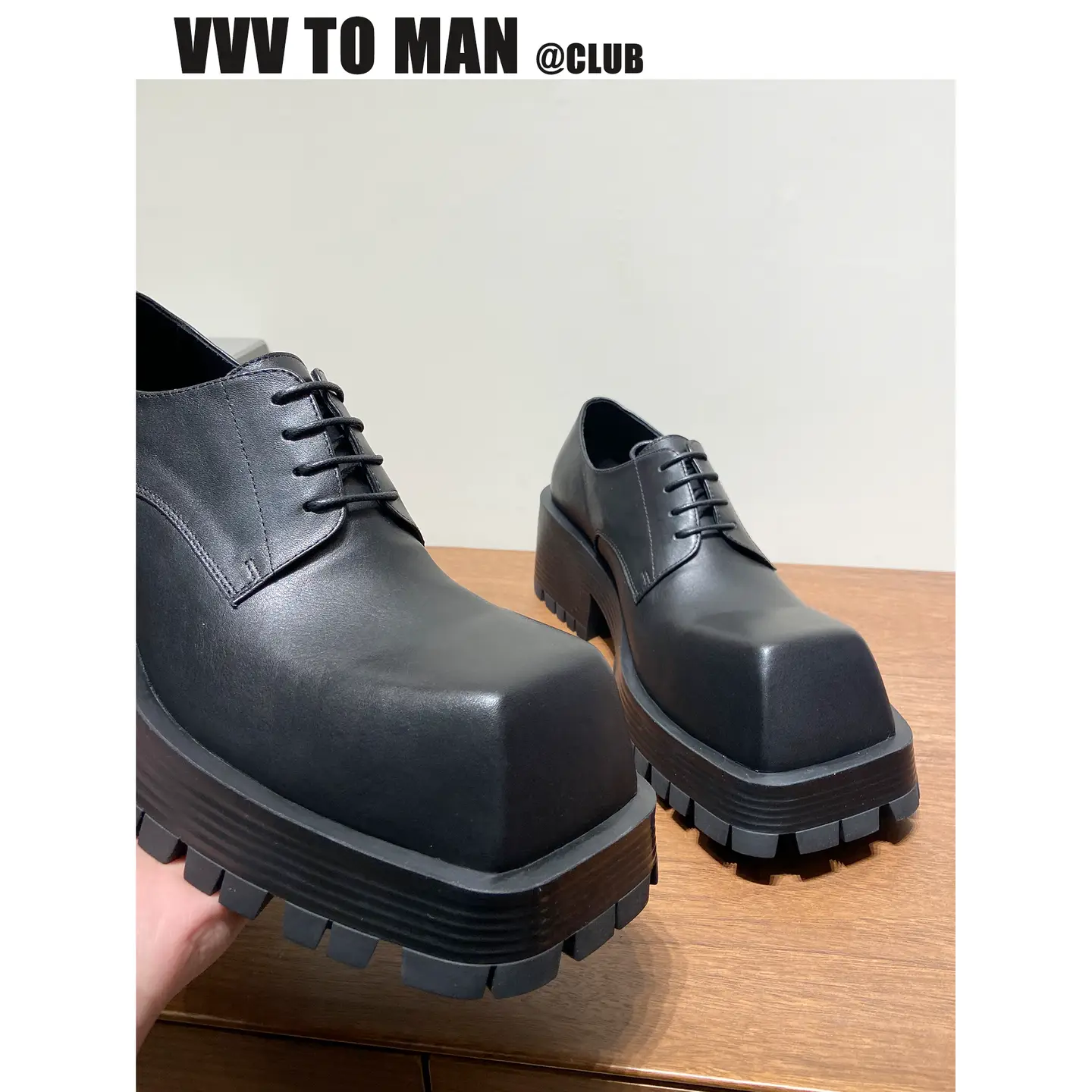 【Vvv to Man】I Really Love the Square Toe~ a Styling Tool That Creates a Unique Look! Thick-Soled Height-Increasing Trooper Derby Shoes