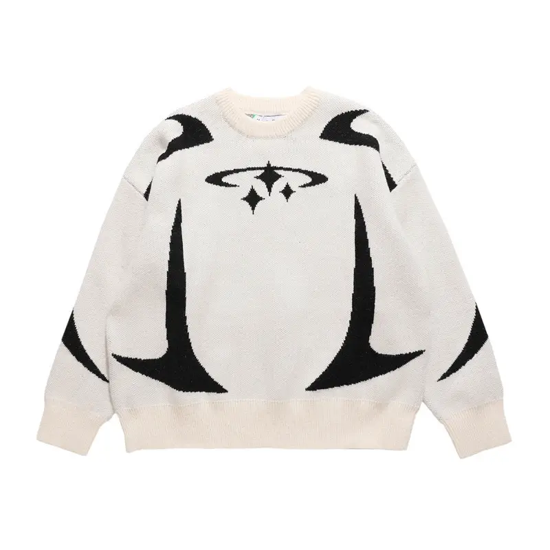 European and American Autumn and Winter Trendy Hip-Hop Style Cartoon Print Loose Pullover Outer Knitwear Cross-Border Knitwear Wholesale