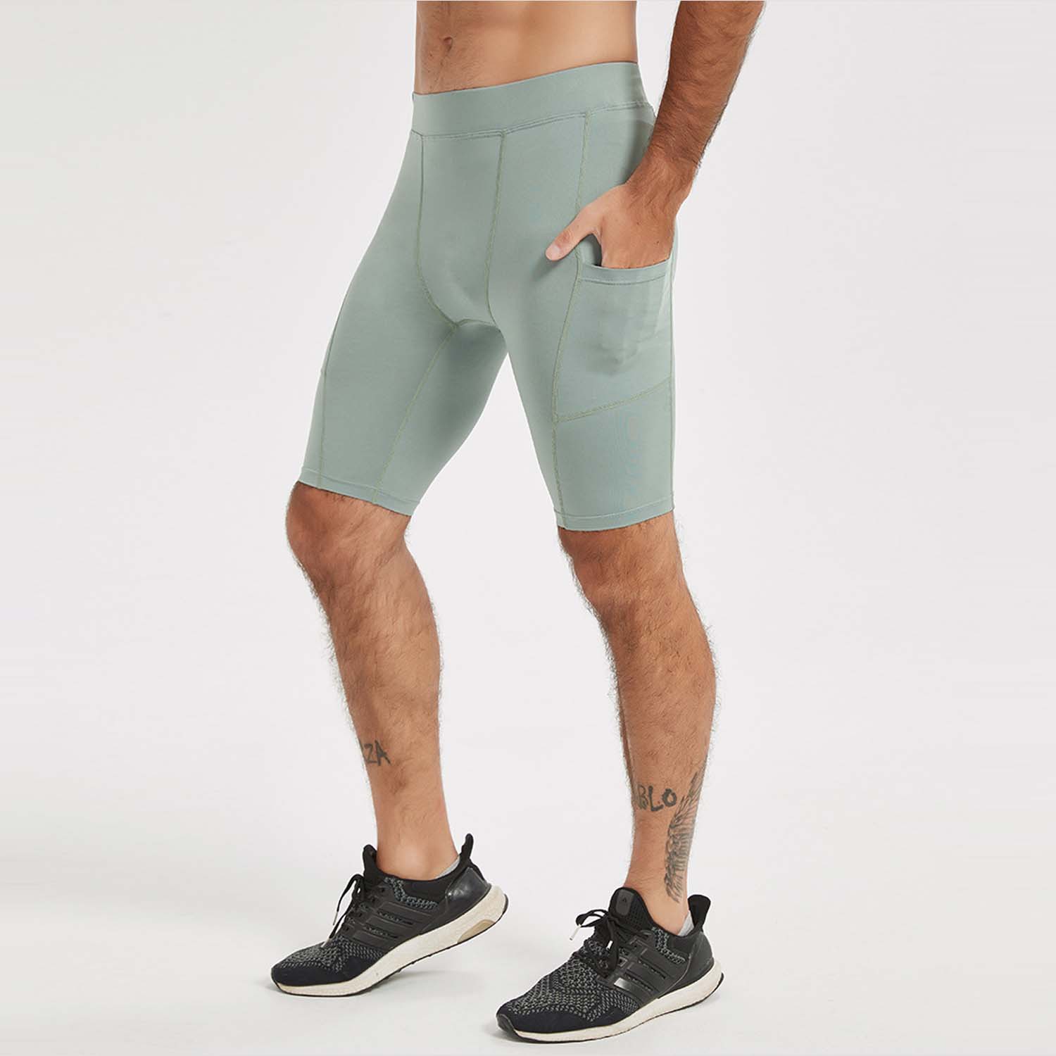 Cross-Border Sports Tights for Men, Summer Elastic Breathable Quick-Dry Five-Point Shorts, Sweat-Inducing Yoga Training Shorts
