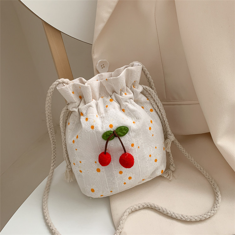 Summer Small Bag 2020 New Crossbody Bag Female Student Ins Forest Literary Canvas Bag Single Shoulder Bucket Bag Trendy