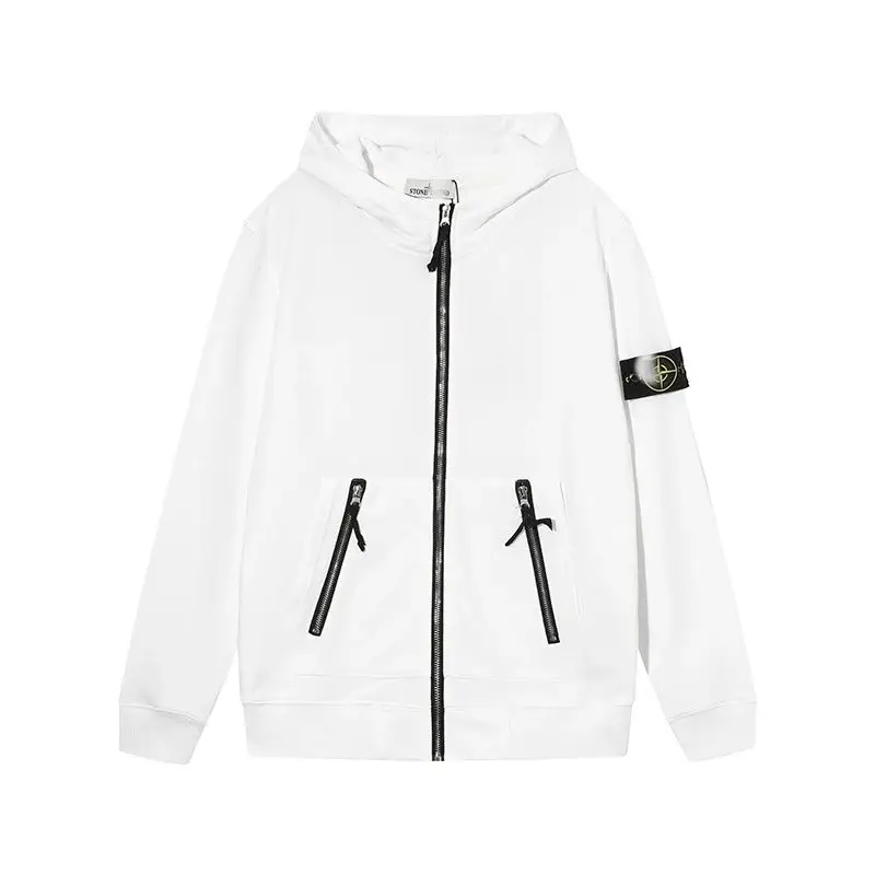 Micro-badge pocket zipper hooded jacket for men and women