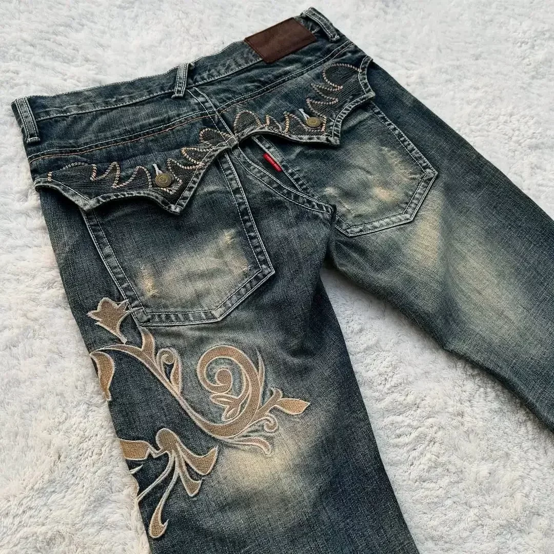 European and American 2025 New Y2K Harajuku Retro American Jeans Gothic Street Dance Casual Loose Blue