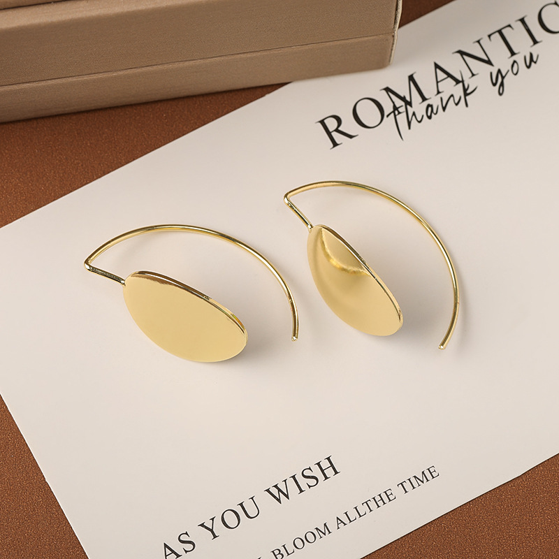 European and American Cross-border Geometric Oval Earrings for Women Gone Metal Cool Ear Hook Simple Style Fashion All-match Earrings