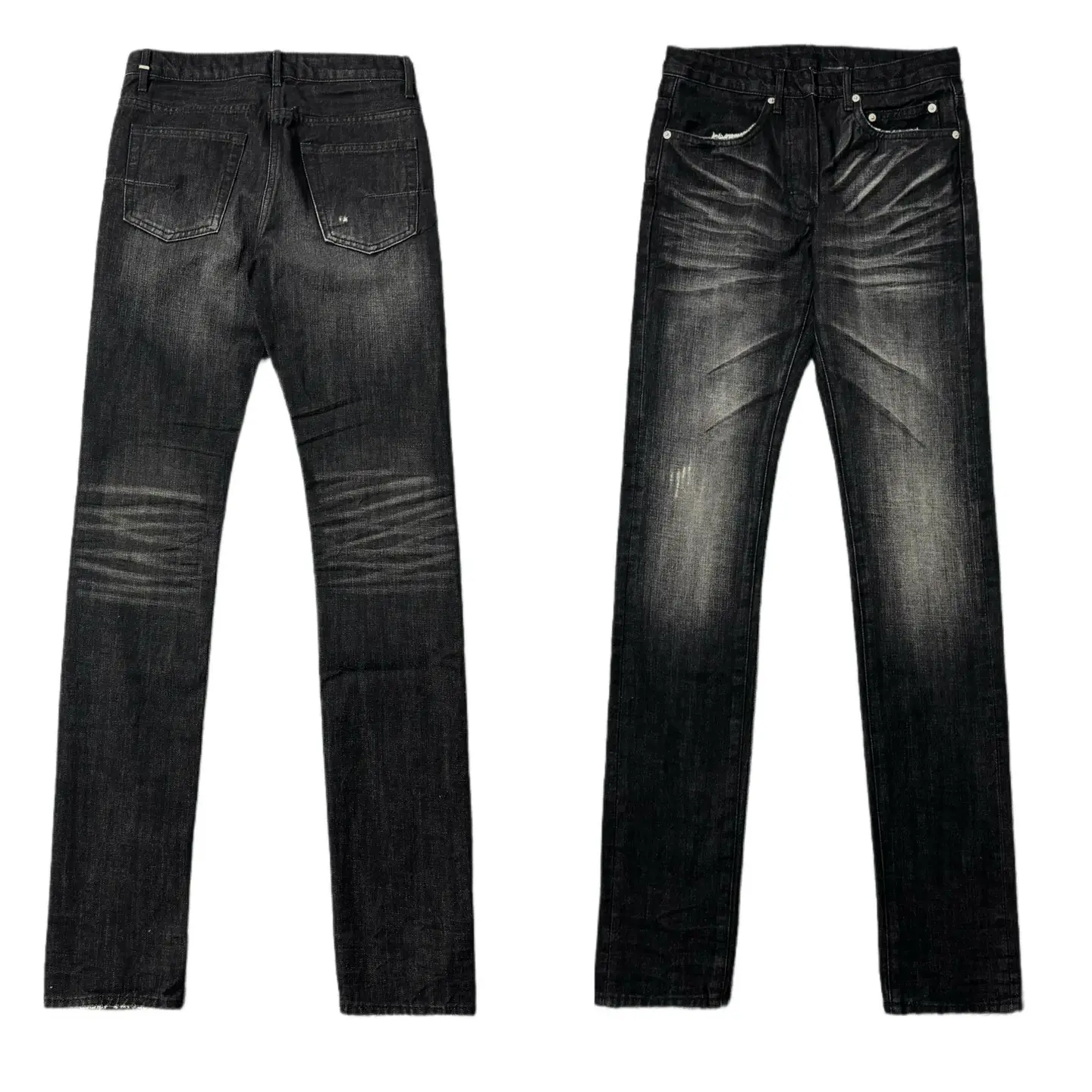 【Distinct from the Market】Original Dh First Generation Ghost Claw Jeans Heavy Craft Cat Whiskers Slim Fit Black Long Pants
