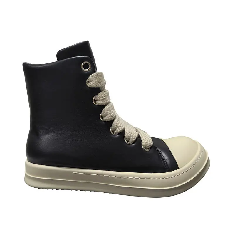 2024 new RO shoes casual high top shoes European station high-end thick soled short boots women's cowhide versatile boutique boots
