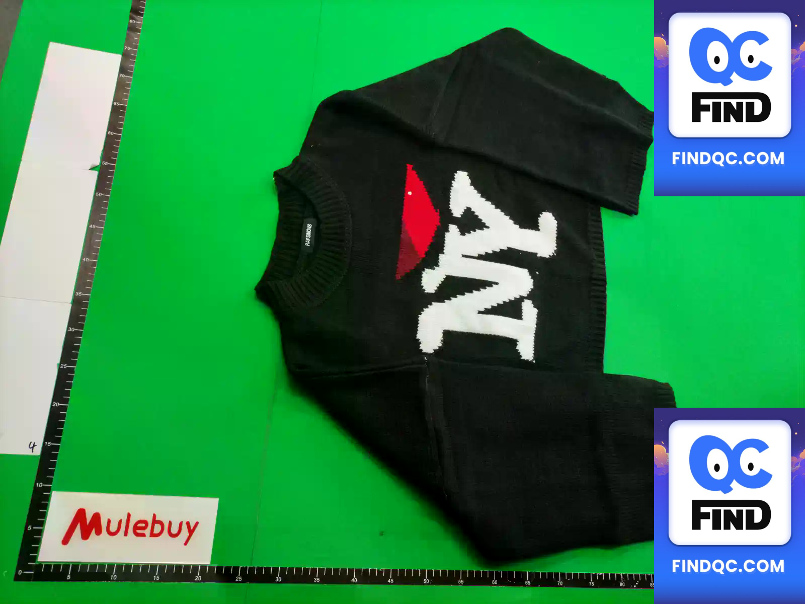 Raf Wool Knit Ny Letter Jacquard Pullover Sweater Casual Loose Batwing Sleeve Knitwear Jacket Trendy QC