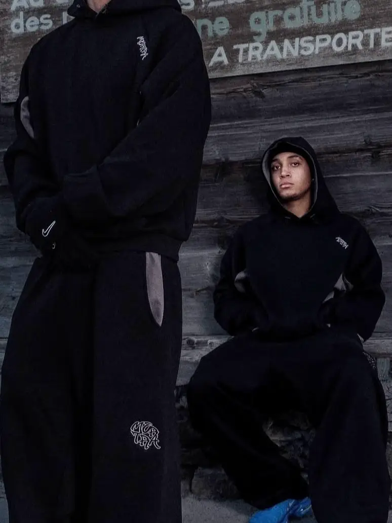 Mertra sweater suit hooded casual loose versatile Europe and the United States stars with the same paragraph hip-hop rap street trend