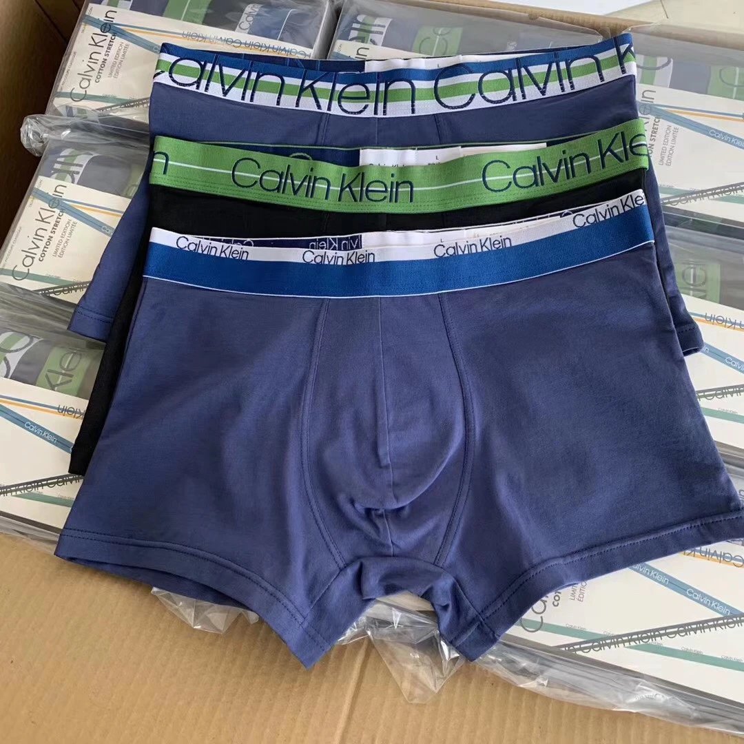 独家货源 Calvin Klein一盒三条礼盒装 CK男士纯棉平角四角内裤短裤 photo QC de WEIDIAN sur Qualit.ly