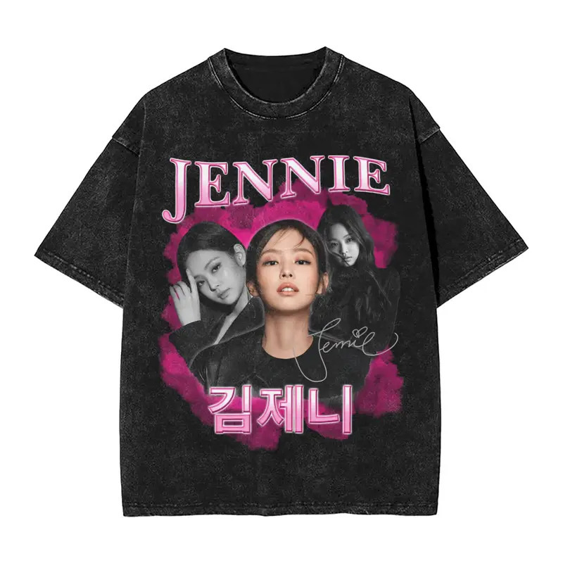 European Size Cotton Tsummer Retro Jennie Ruby t Shirt Beach Streetwear T-S
