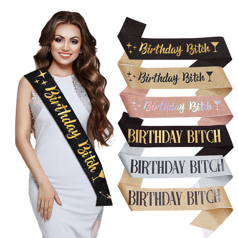 Cross-border birthday party glitter shoulder strap etiquette belt birthday bicth birthday girl belt wholesale