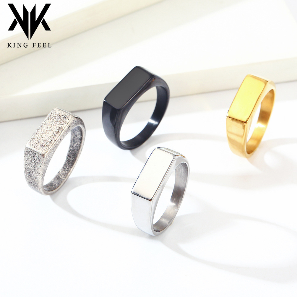 INS medium cold style simple design titanium steel seal ring men and women gender-free niche glossy ring