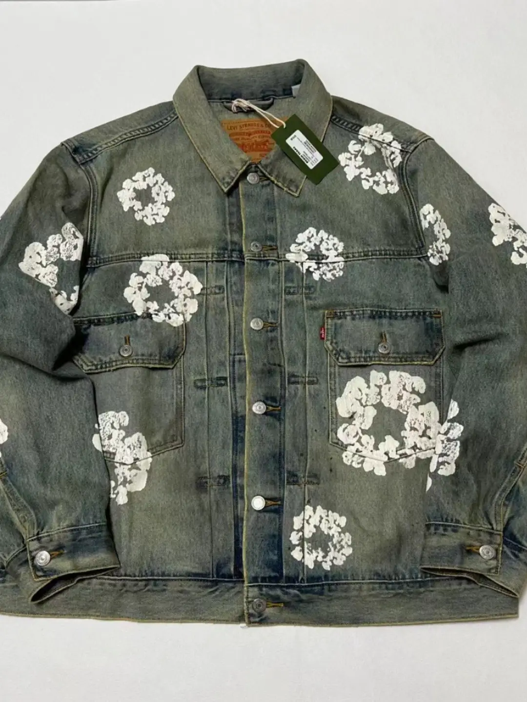 Denim Terrace New arrival 24Fw Mud-Dyed Kapok Print Denim jacket Washed and Distressed Type 2 Outwear