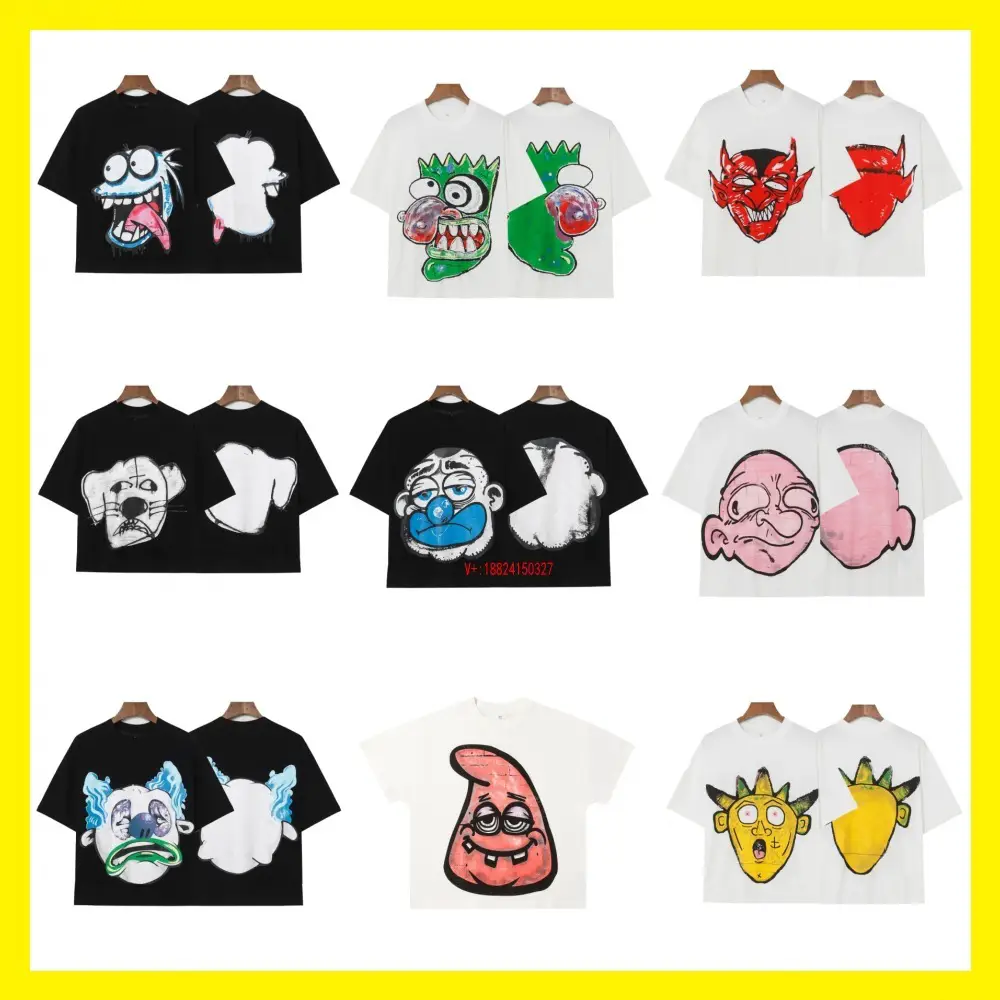 Foreign trade wholesale Billion hip-hop high street tide cartoon pattern graffiti drop shoulder sleeve couple short sleeve T-shirt aire