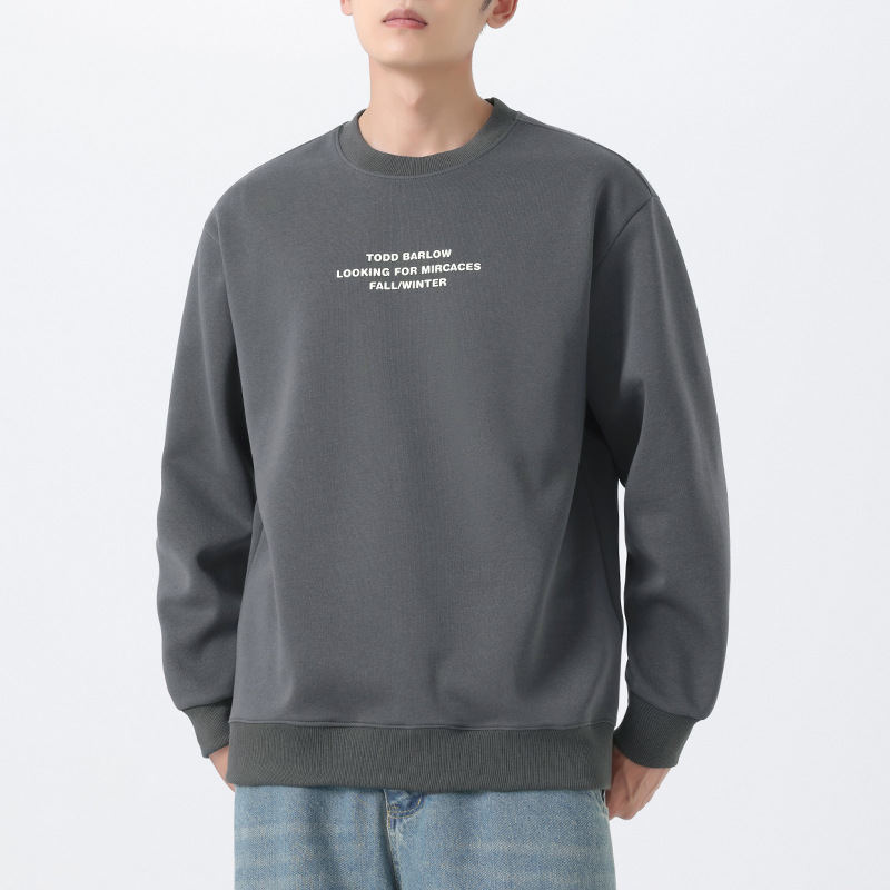 Light Luxury Round Neck Sweatshirt for Men 2026 Spring and Autumn New Casual Loose Fit/Trendy Brand Heavy Letter Print Versatile Simple Top