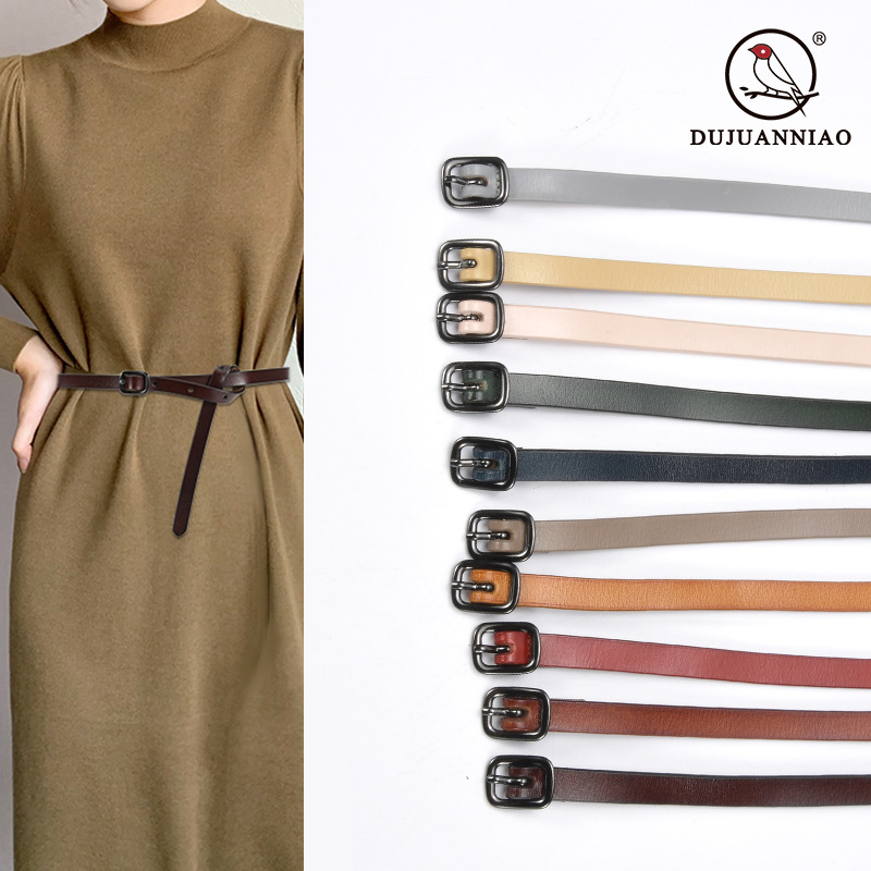 Belt women's thin shorts ins fashionable leather narrow pants with trousers summer high waist soft black simple small belt wholesale