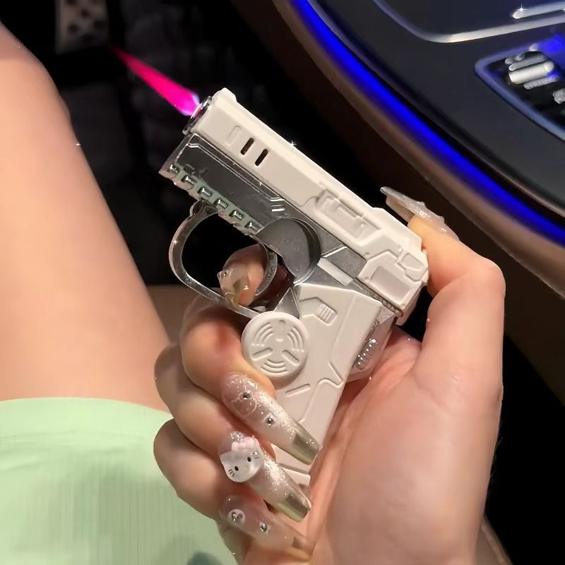 Net red folding gyro windproof lighter pink flame INS wind cigarette lighter shake sound explosion support generation hair