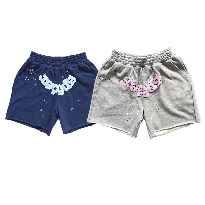 Young Thug Celebrity Style Sp5Der 555555 Foam Print Men's and Women's Sports Casual Shorts