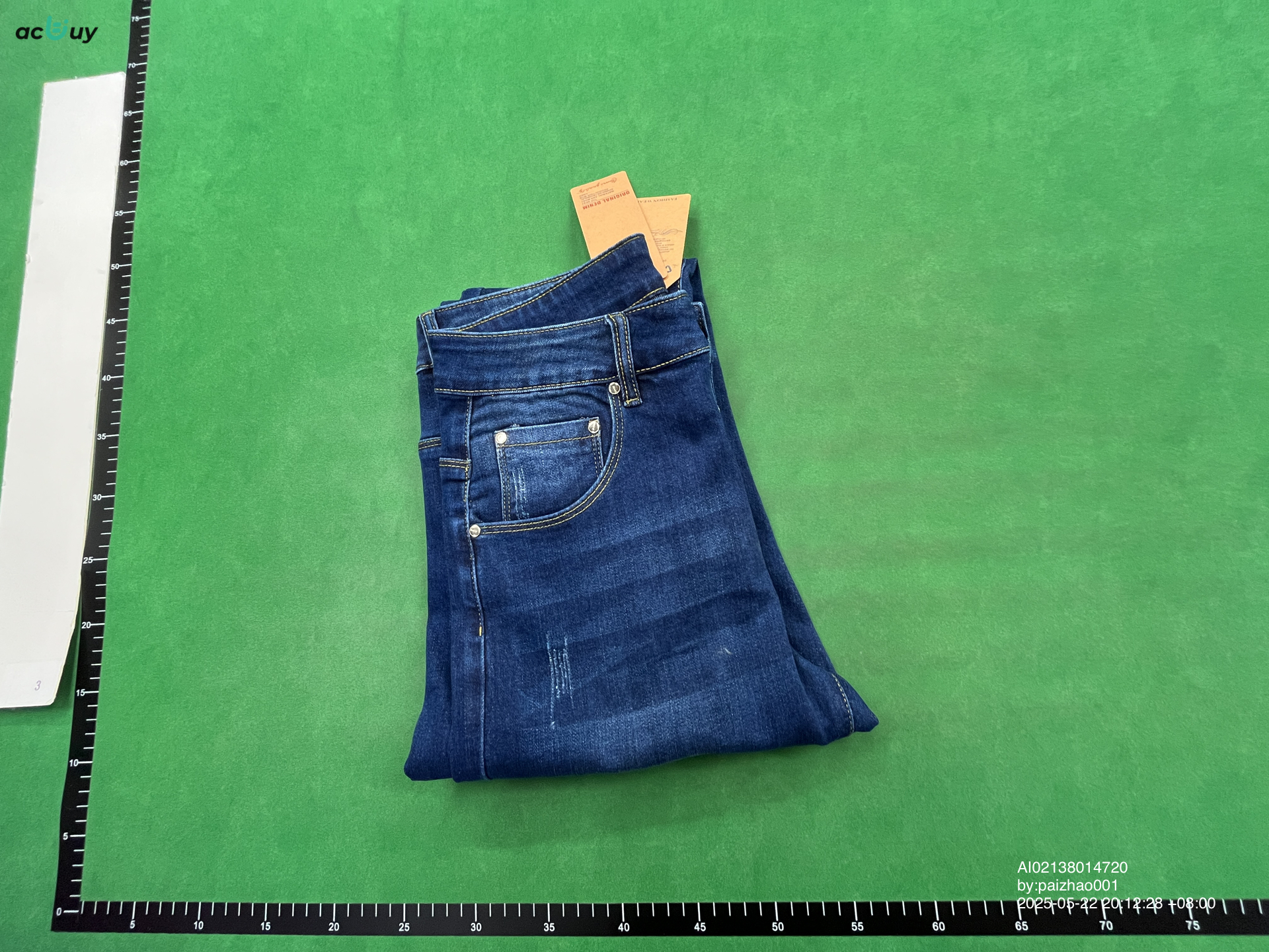 New In-Stock Cross-Border Supply Men's Mid-Waist Blue Simple Fashion Slim Fit Stretch Casual Denim Pants for Men — QC-foto 3