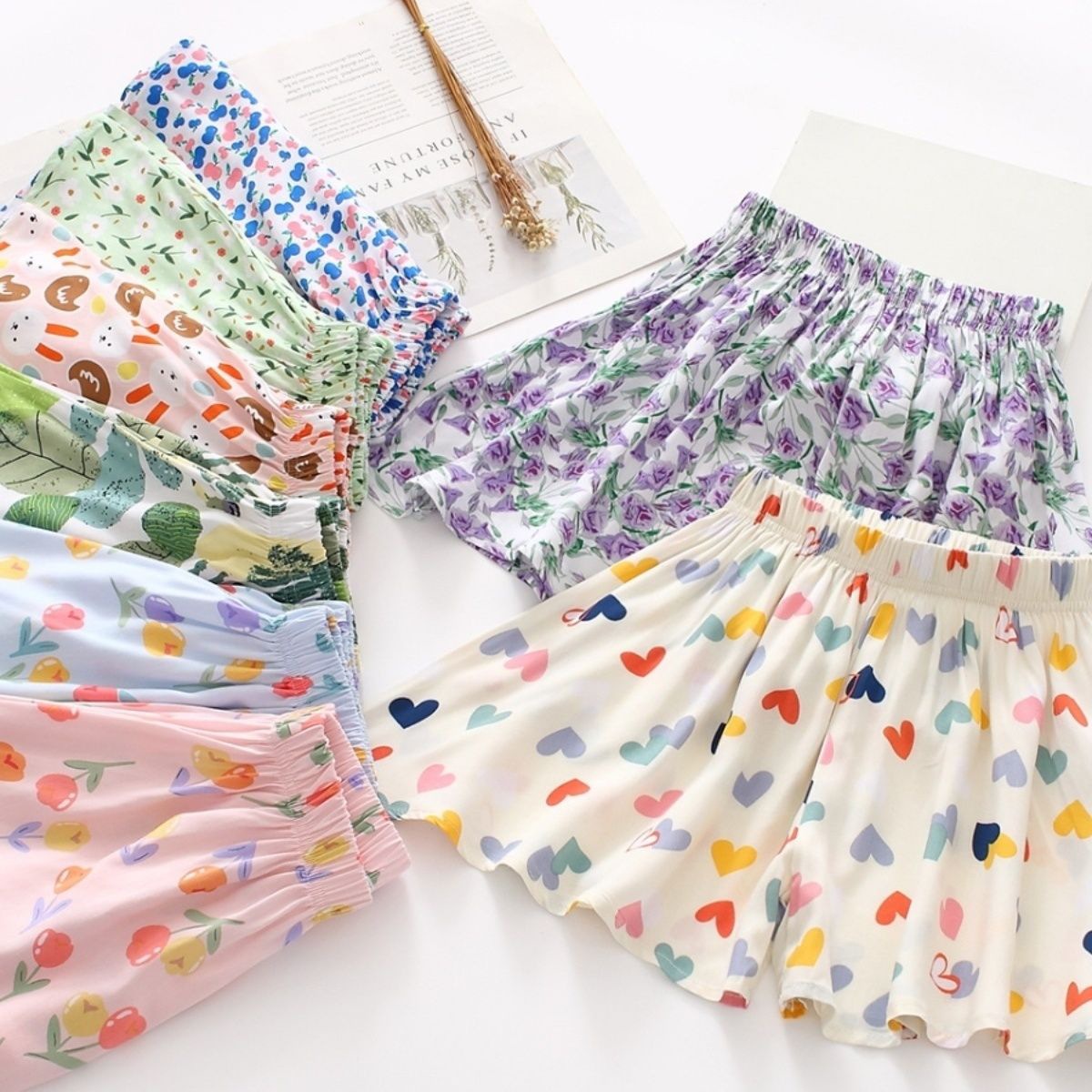 Girl's Summer Short Pants Skirt Baby's Western Style Children's Personality Trendy Cartoon Flower Pastoral Beach Sweet Skirt