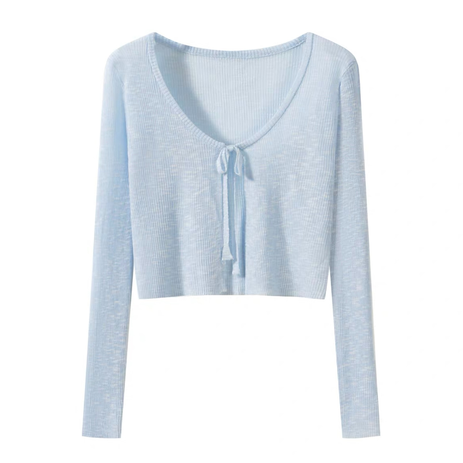 Casual Thin Bow Tie Knitwear for Women 2025 Summer Thin Outer Short Shawl Sun Protection Clothing