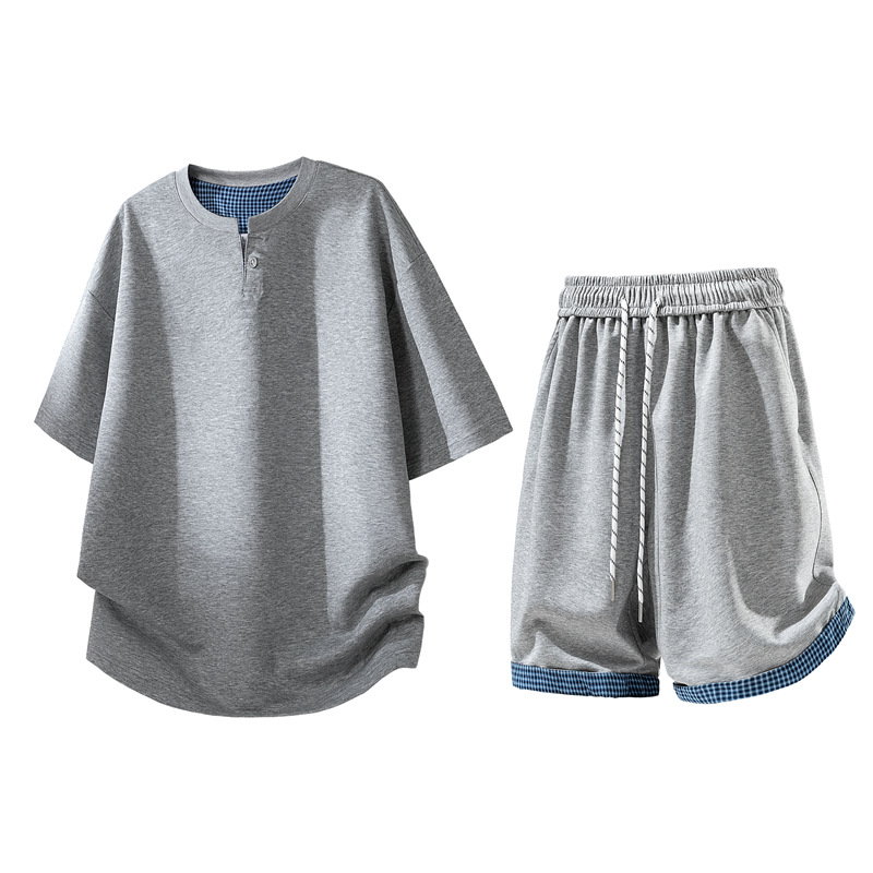 Fake Two-Piece Short-Sleeve T-Shirt and Shorts Set for Men, Summer Cool Trendy Sports Running Casual T-Shirt Two-Piece Set for Men