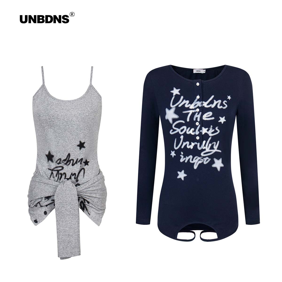 Unbdns Original Niche Design Suspender/Long-Sleeved T-Shirt, One-Piece Multi-Wear Stylish Sexy Slimming Look Top