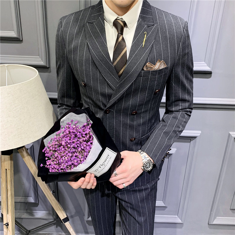 Men's Casual Suit Jacket 2025 Spring and Autumn Korean Style Long Sleeve Fashion Urban Three-Piece Suit Suit Pants Suit
