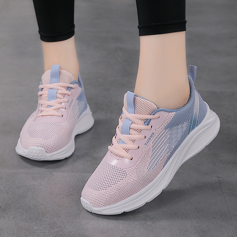 Brand sneaker Women's Summer Thin Fly Woven Mesh Surface Breathable Ultra Light Soft Bottom Shock Absorbing Fitness Shoes Non-slip Running Shoes