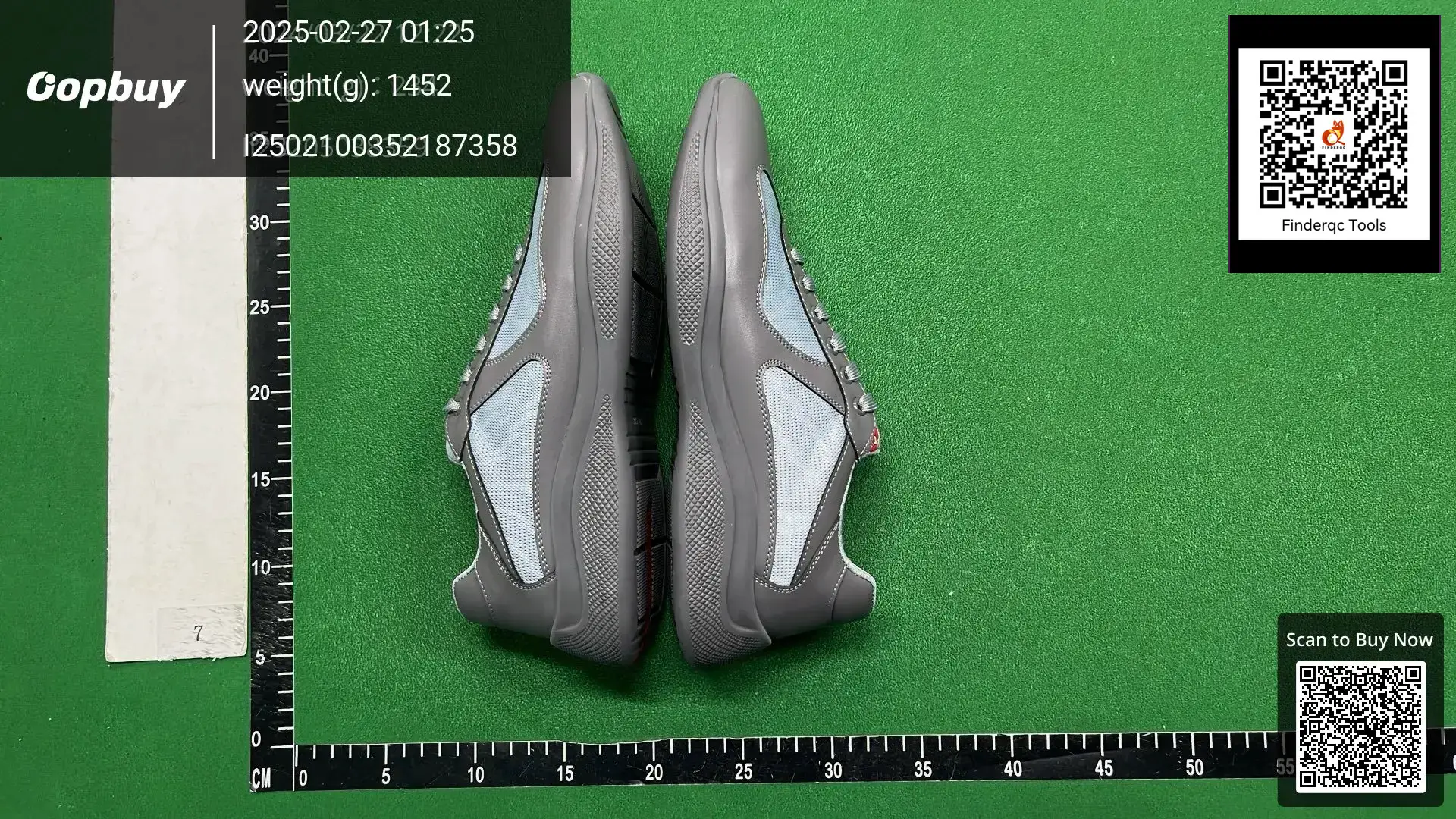 PRADA PD-555 Grey Mesh and Leather Sneakers