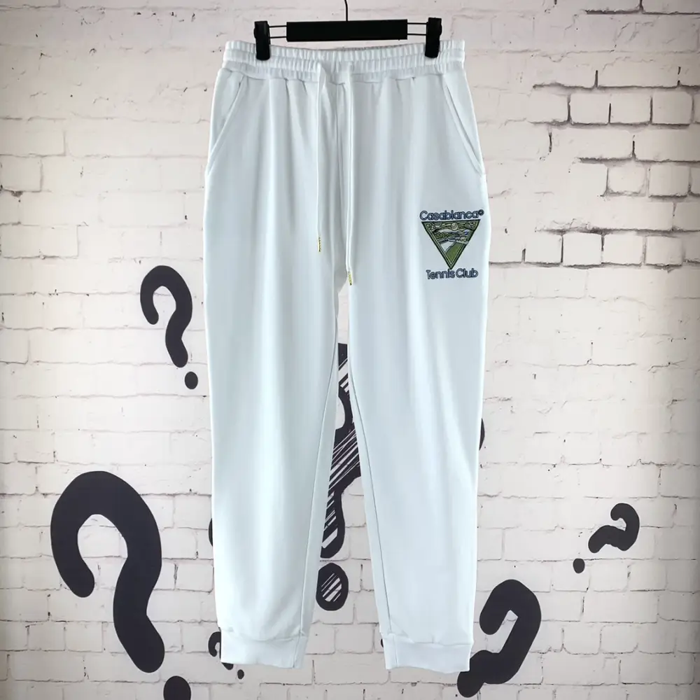 23Ss New arrival Casablanca Triangle Tennis letter Embroider Same Style for Men and Women Loose Casual White pants