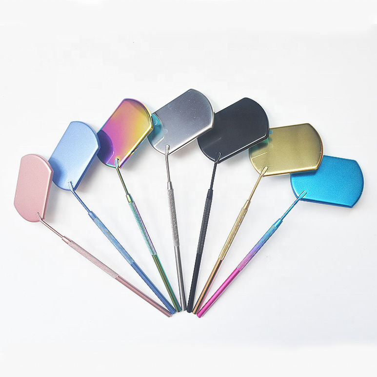 In stock stainless steel eyelash grafting mirror hand-held square inspection mirror eyelash makeup auxiliary Beauty Mirror cross-border exclusive