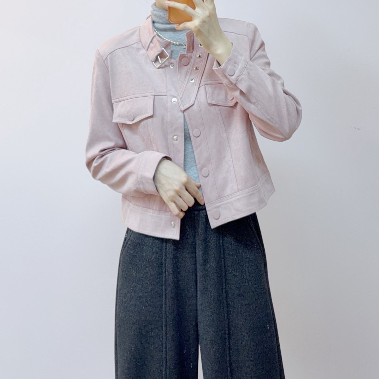 2026 Early Spring New Fashion Korean Style Sweet and Cool Jacket Versatile Stand Collar Casual Short Slim-Fit Coat 195