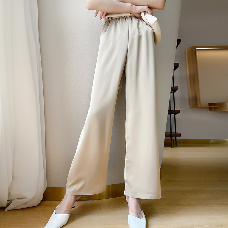 Acetic Acid Silk Satin Wide Leg Pants Summer Pants Thin Women's Draping Loose Slimming High Waist Straight Casual Pants