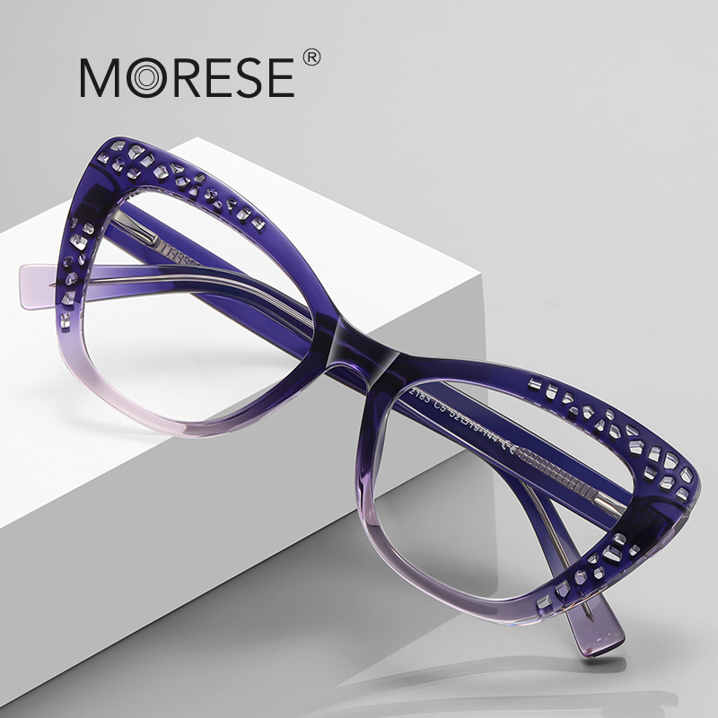 Original hollow glasses frame 2183 cat's eye stereoscopic gradient anti-blue glasses cross-border British style TR90 frame