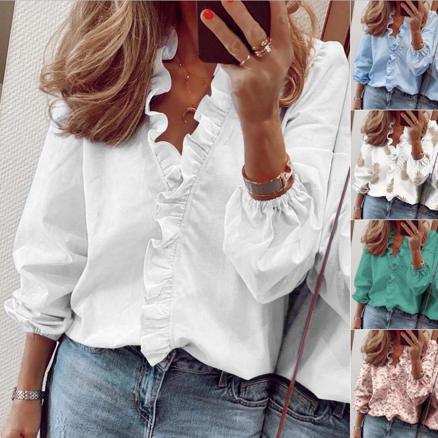2026 Amazon Wish Aliexpress Ebay Spring and Summer New European and American Style Long-Sleeved Ruffled Shirt Women's Shirt
