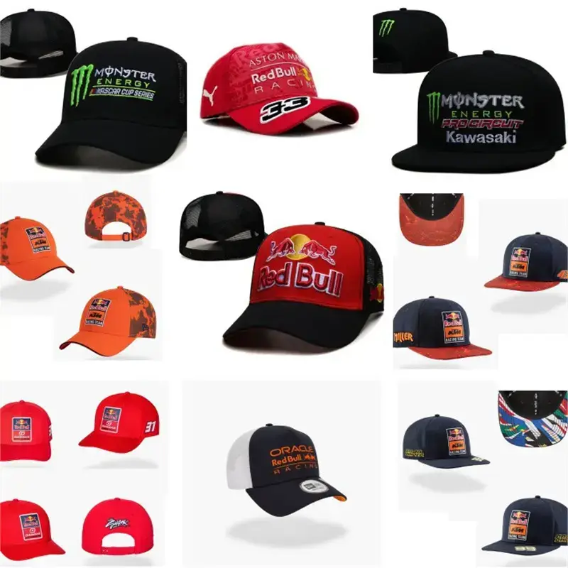 2025 New Duckbill Cap F1 Red Bull Racing Baseball Cap Ghost Grab Curved Brim Mesh Cap Flat Brim Sun Protection Hat