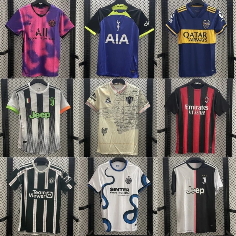 Paris football jersey, vintage match shirt, popular style, sports short-sleeve — Manchester United and Real Madrid options available; one-piece drop shipping.