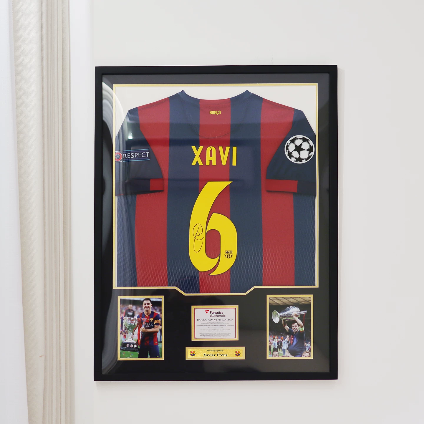 Includes Jersey] 1415 Barcelona Xavi Xavi Framed Jersey Star Photo Frame Commemorative Collection Picture Frame Gift for Husband Foto QC de TAOBAO na Qualit.ly