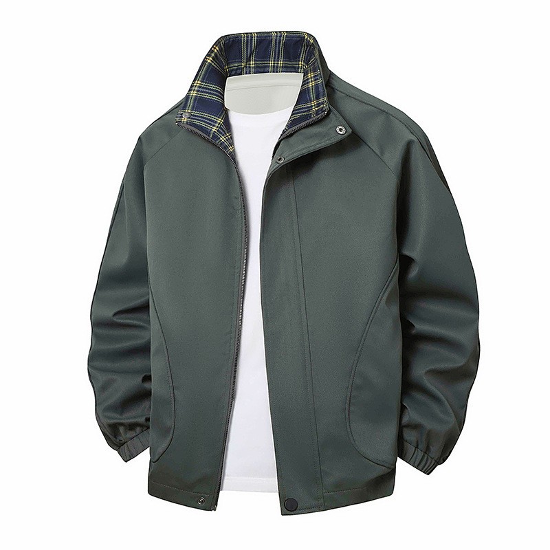New Men's Jacket Pilot Stand Collar Jacket Baseball Jacket Spring and Autumn Loose Fit Dad Thin Casual Top