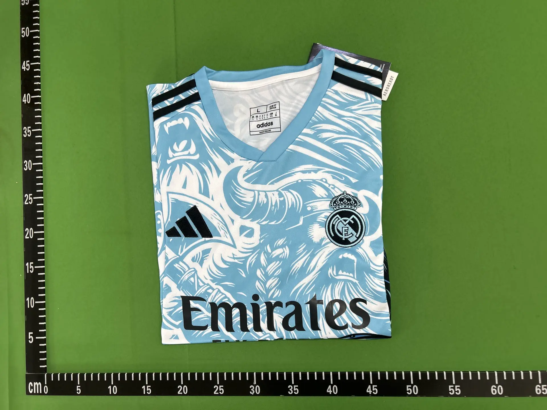 Adidas Real Madrid Emirates football jersey light blue white