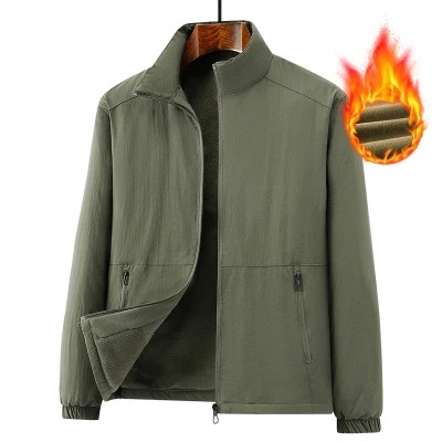 Winter New fleece-lined Thickened Jacket Men's Windproof Warm Jacket plus size Young and Middle-aged Cross-border Collar Jacket