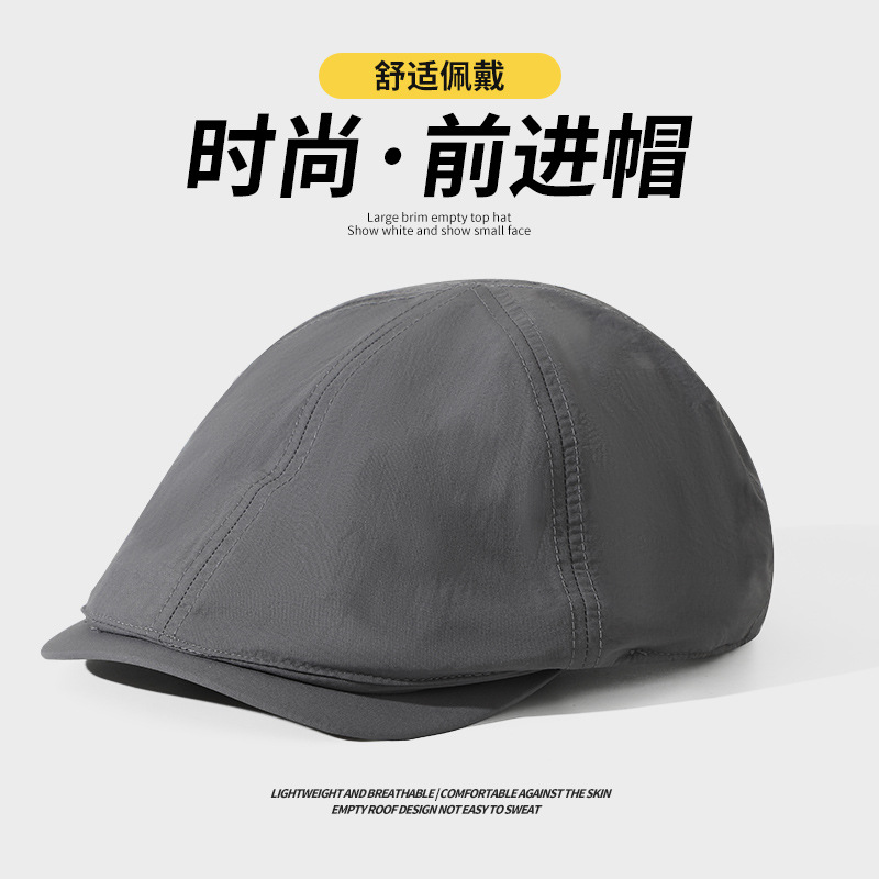 Summer Forward Hat for Women with Large Head Circumference, Small Face, Simple and Versatile Korean Style New Fashion Beret Trend