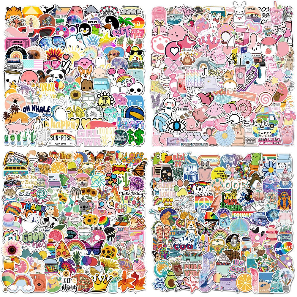 100~500 pieces of non-infringing graffiti stickers cartoon VSCO personalized luggage skateboard stickers colorful waterproof stickers