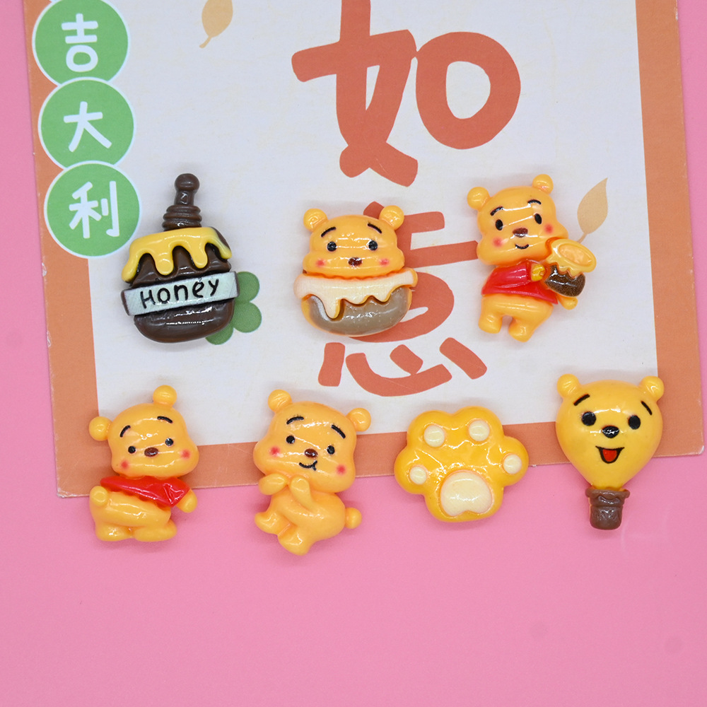 Bright Honey Jar Yellow Bear Series Cartoon Resin Accessories DIY Cream Glue Accessories Gel Dropping Mobile Phone Case