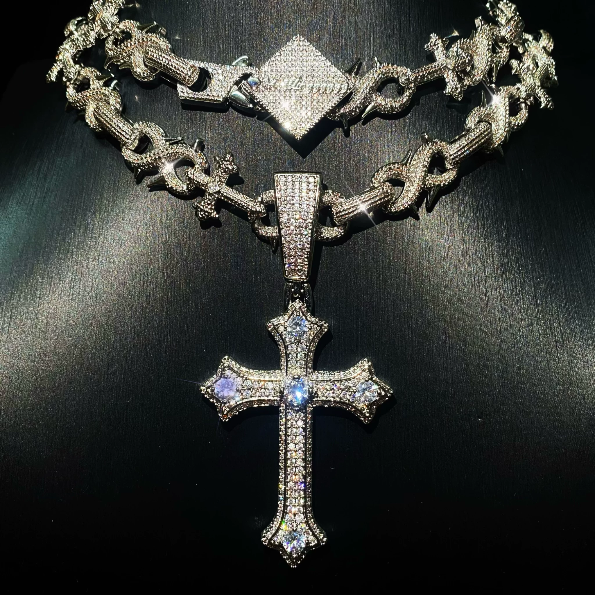 Mr.Blingggggg欧美嘻哈珠宝 高定款满钻cross the infinity古巴链