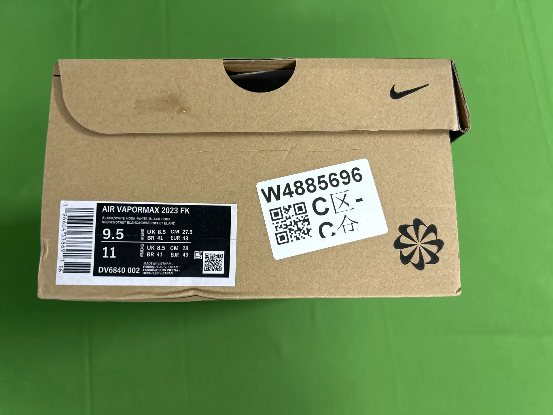 Nike Air VaporMax 2023 FK Black/White Hook-White-Black Hook