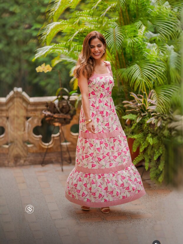 2026 Summer New European and American Foreign Trade Pink Suspender Dress for Women, Elegant Printed Long Dress for Seaside Vacation