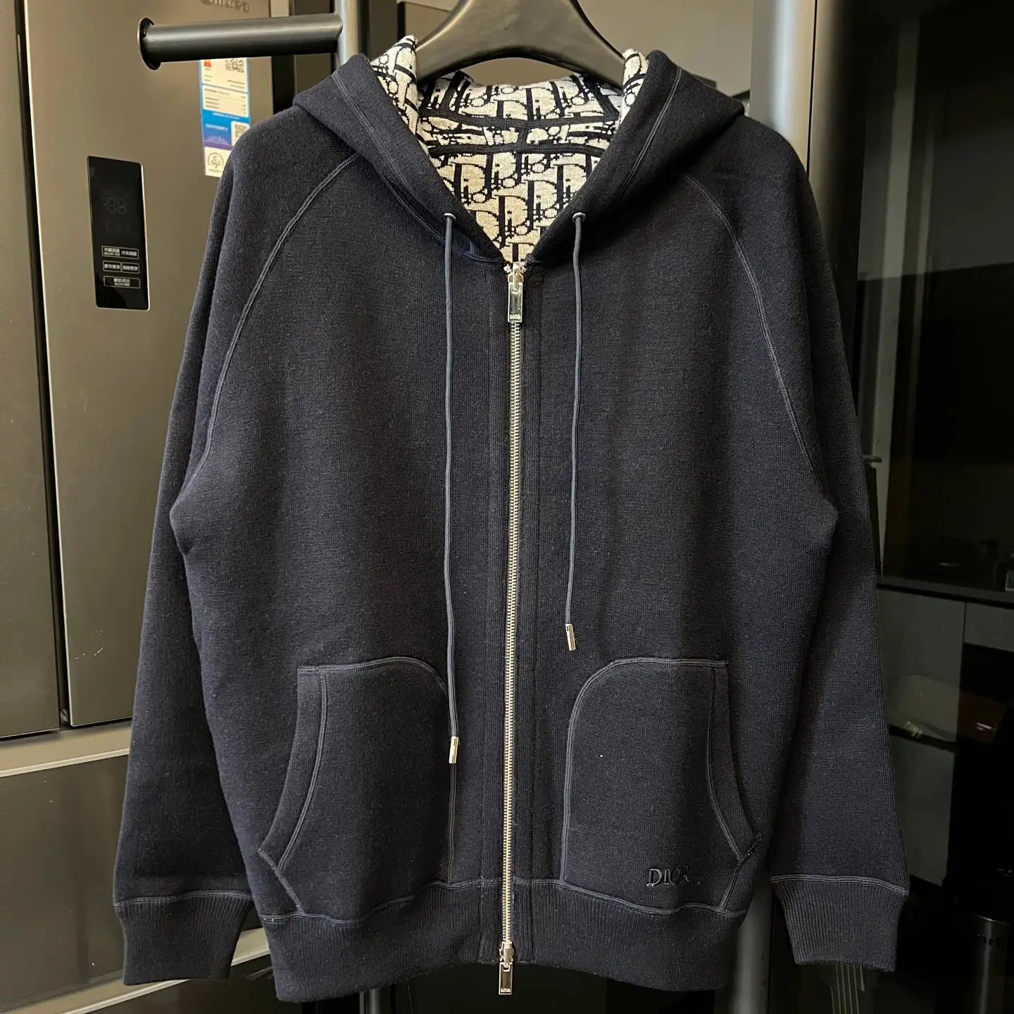 D 25Fw 提花字母双面穿羊绒刺绣拉链针织外套