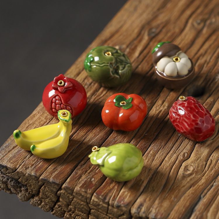 Handmade ceramic simulation fruit incense thread incense creative ornaments tea ceremony incense point incense device incense burner line incense holder