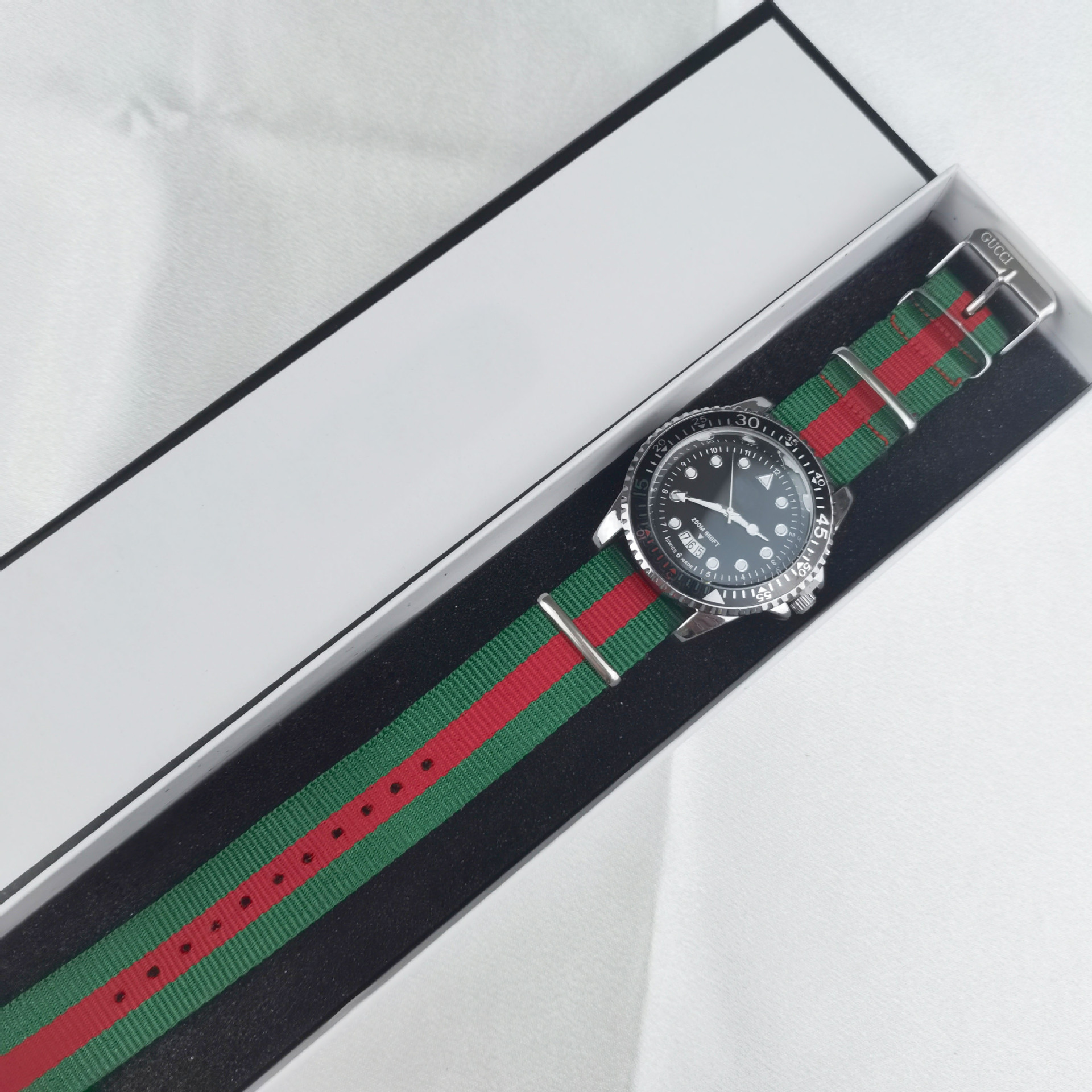 Gg Internet Celebrity Nylon Belt Calendar Multifunctional Watch Fashion Aliexpress Export Popular Waterproof Watch with Long Box